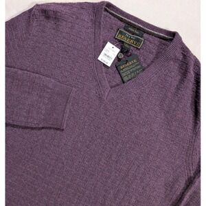 Jos A Bank Reserve Italian Yarn V-Neck Sweater Mens XL Wool Cashmere Purple